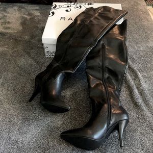 Over the knee high heeled boots
